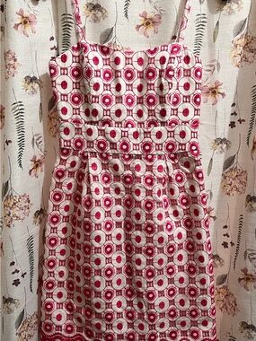 Liquido Red and White Geometric Spaghetti-Strap Mini Dress